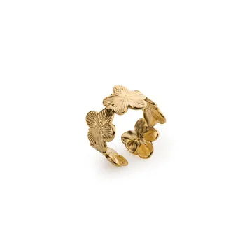 TIMI OF SWEDEN Ruta flower justerbar ring guld 12 mm