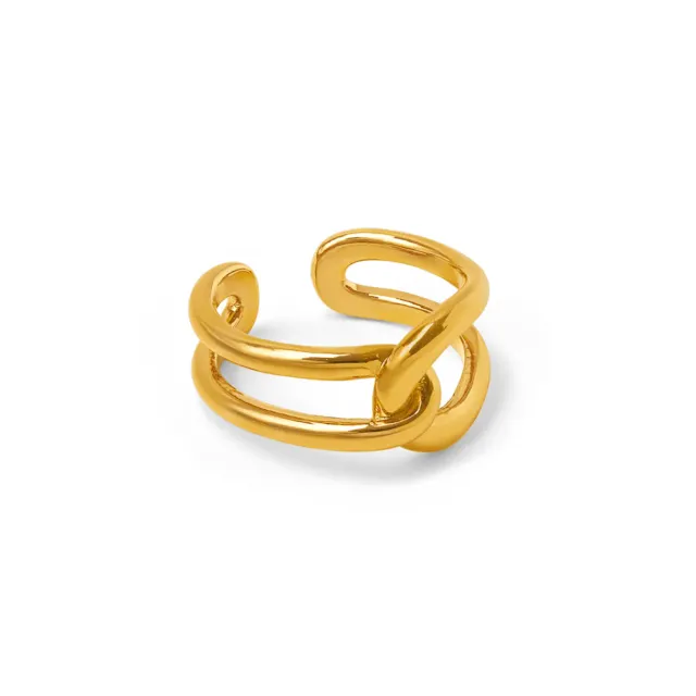 Orelia Interlocking Open justerbar ring forgyldt