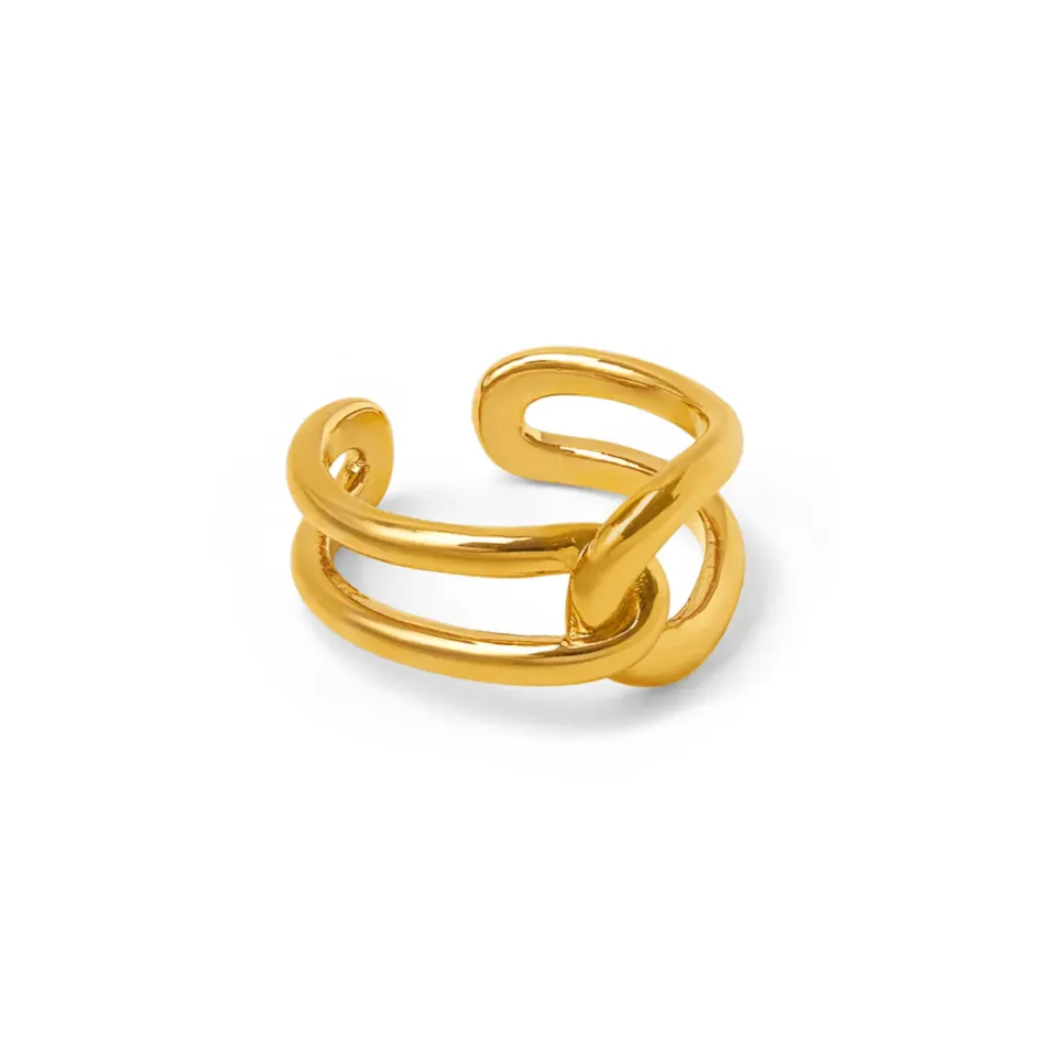 Orelia Interlocking Open justerbar ring forgyldt
