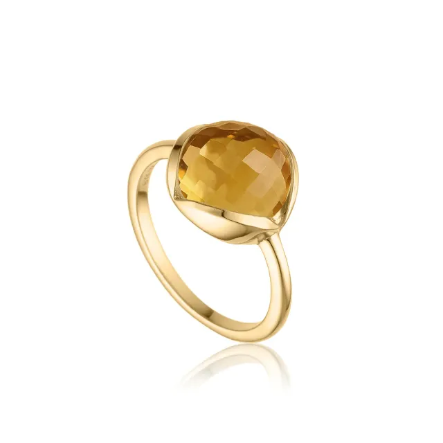 Bykjaergaard Grace ring forgyldt hydro morganit quartz 10 mm