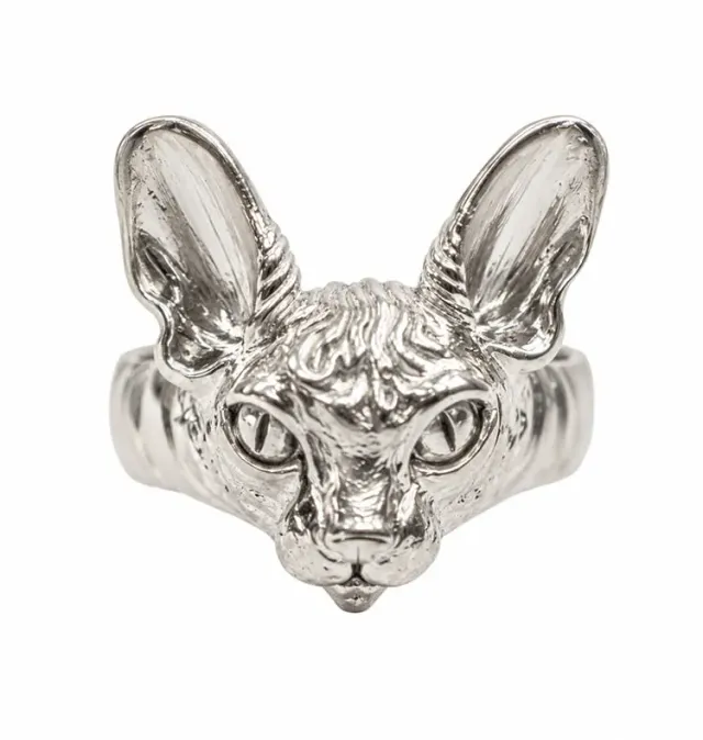 Wos Cat Sphynx ring 925 sølv justerbar