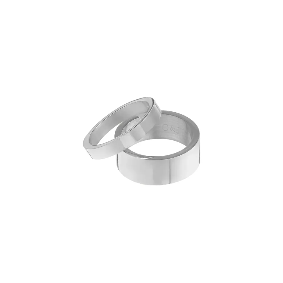 Orelia Metal Stacking Ring Set sølvringe 2 stk S/M
