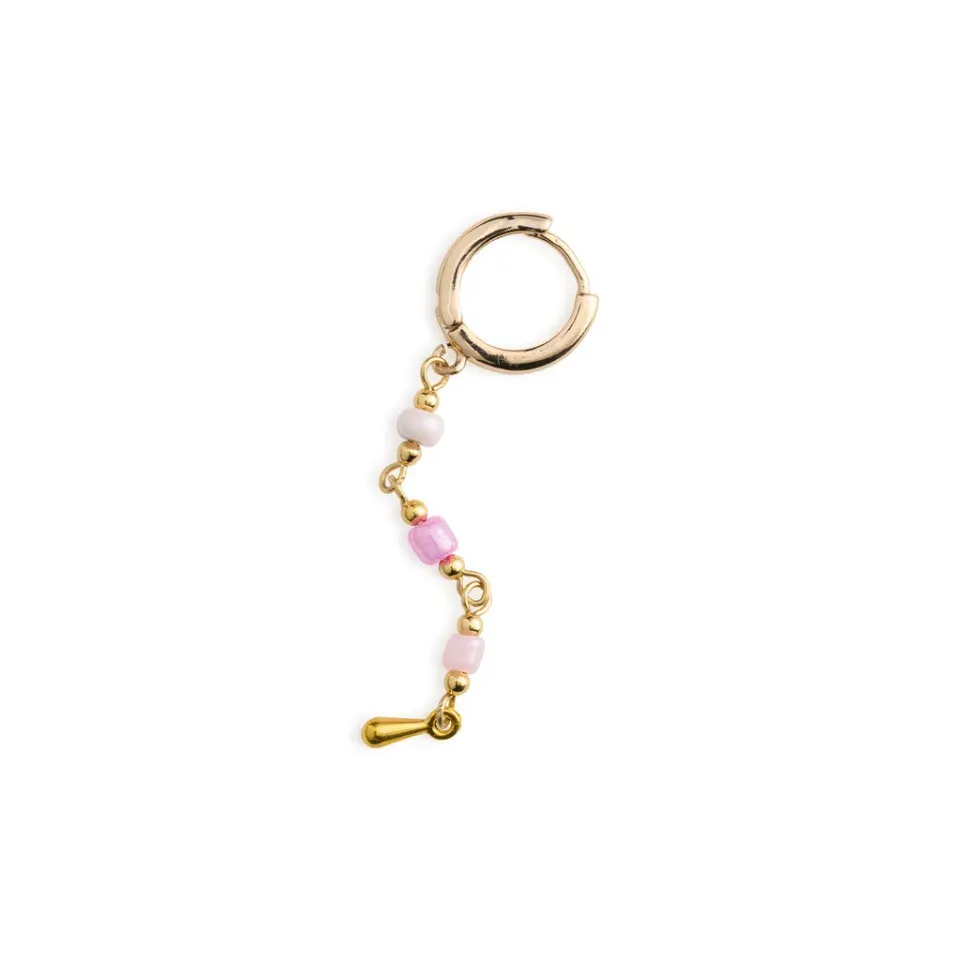 TIMI OF SWEDEN Alia bead hoop øreringe lyserød stål