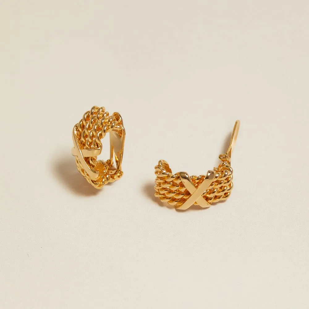 Orelia Vintage Braided Chain Cross øreringe clip-on vintage