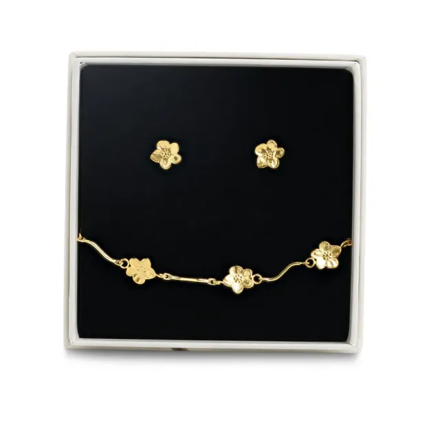 TIMI OF SWEDEN Flower Smykkesæt Øreringe+Armbånd