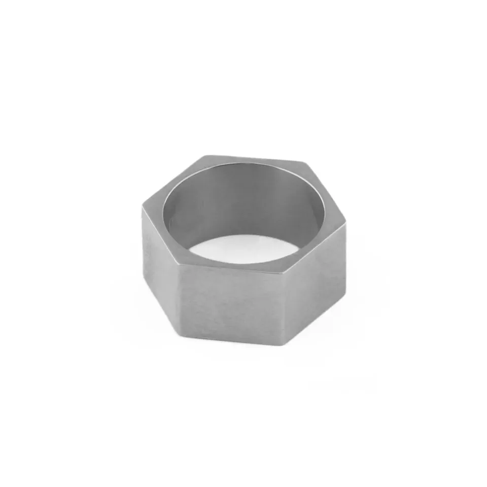 Orelia Clean Metal Hexagon ring sølv kantet