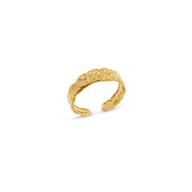 TIMI OF SWEDEN Tone hamret ring forgyldt justerbar guld