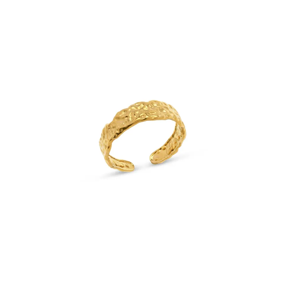 TIMI OF SWEDEN Tone hamret ring forgyldt justerbar guld