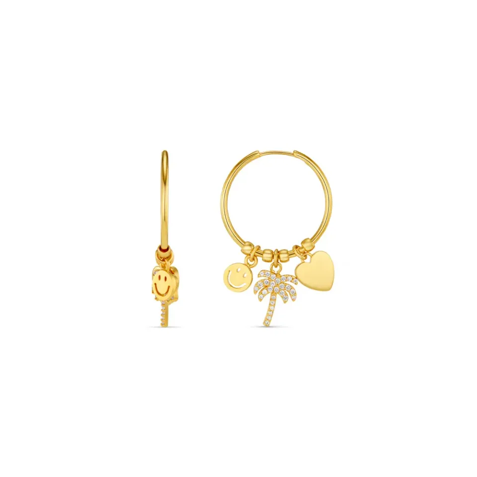 Orelia Eclectic Mixed Charm hoop øreringe guld