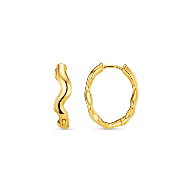 Orelia Organic Wave Oval Hoop øreringe forgyldt