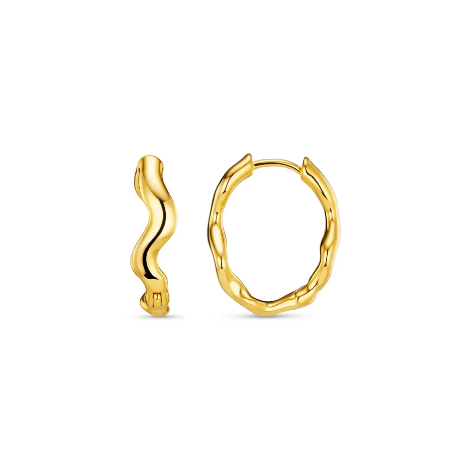 Orelia Organic Wave Oval Hoop øreringe forgyldt