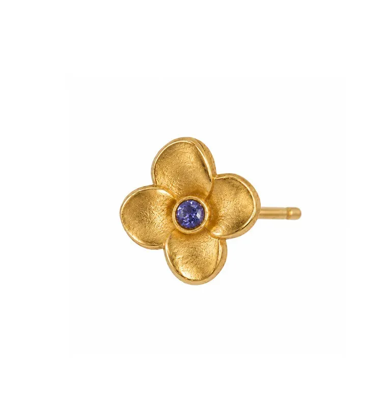 Wos Blue Flower ørestik guld enkelt 4 mm