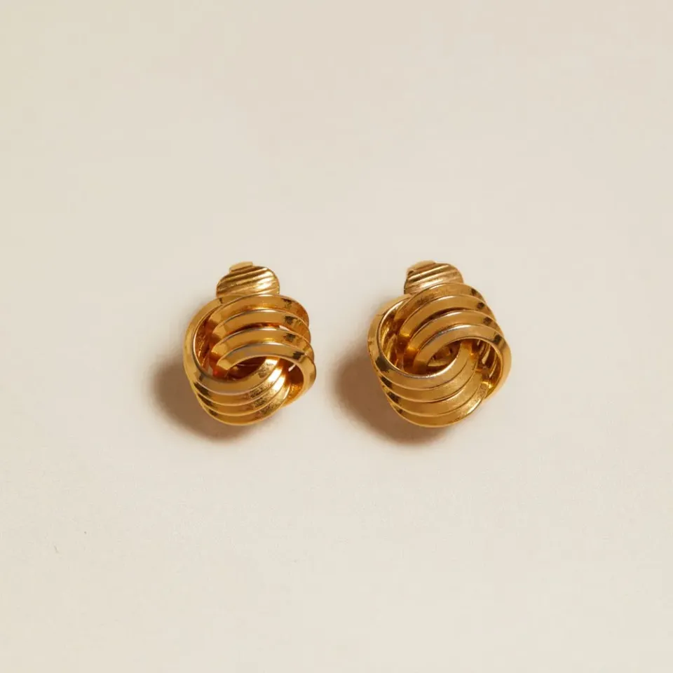Orelia Vintage Mini Interlocking stud clip-on guld
