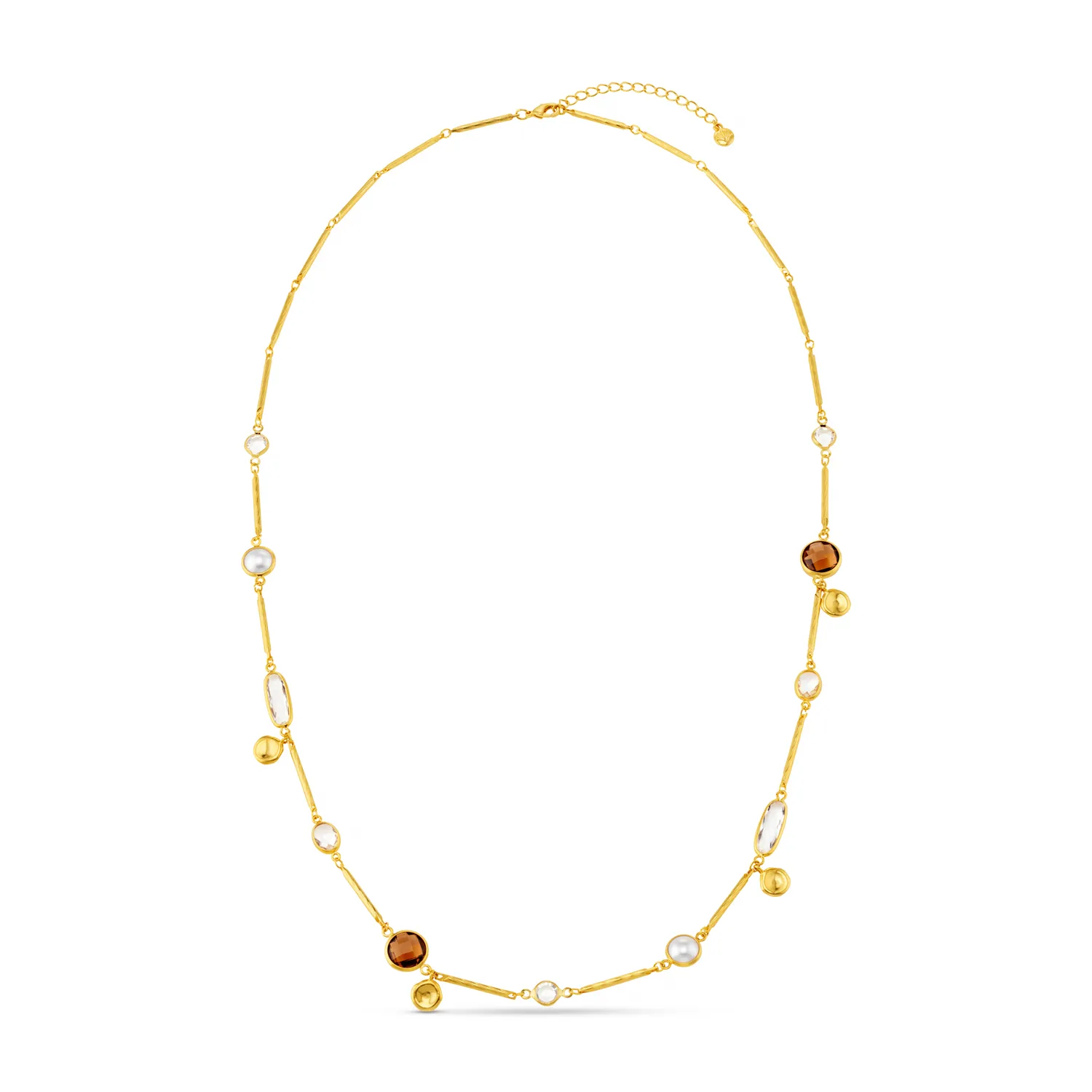 Orelia Mixed Bead & Coin halskæde lang forgyldt perle