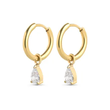 TIMI OF SWEDEN Elle crystal hoop øreringe sølv waterproof