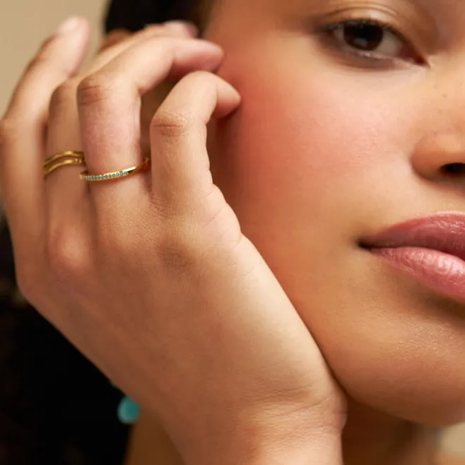 Orelia Fine Turquoise Pavé ring guld M/L turkis