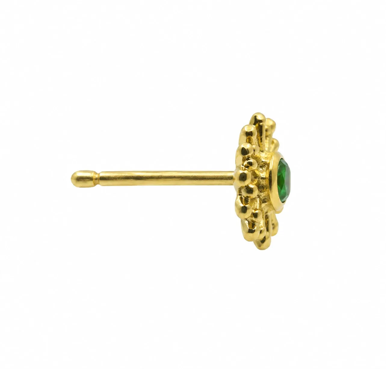WOS UP Green Star studs øreringe guld single grøn sten
