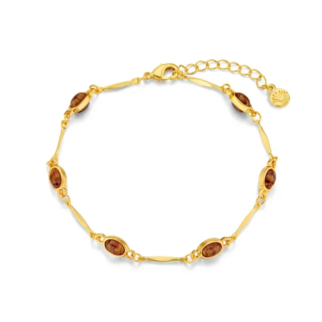Orelia Tiger's Eye Bar armbånd guld med tigerøje