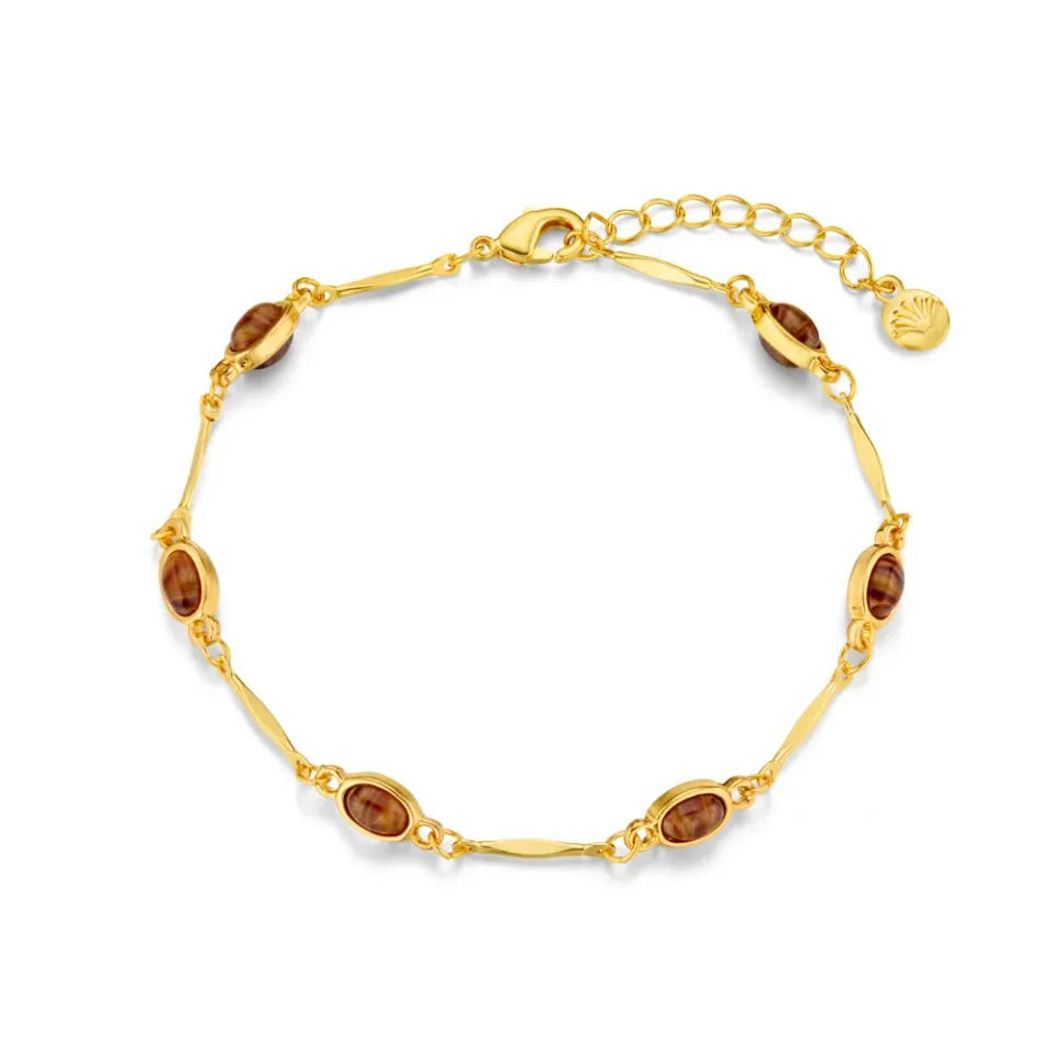 Orelia Tiger's Eye Bar armbånd guld med tigerøje