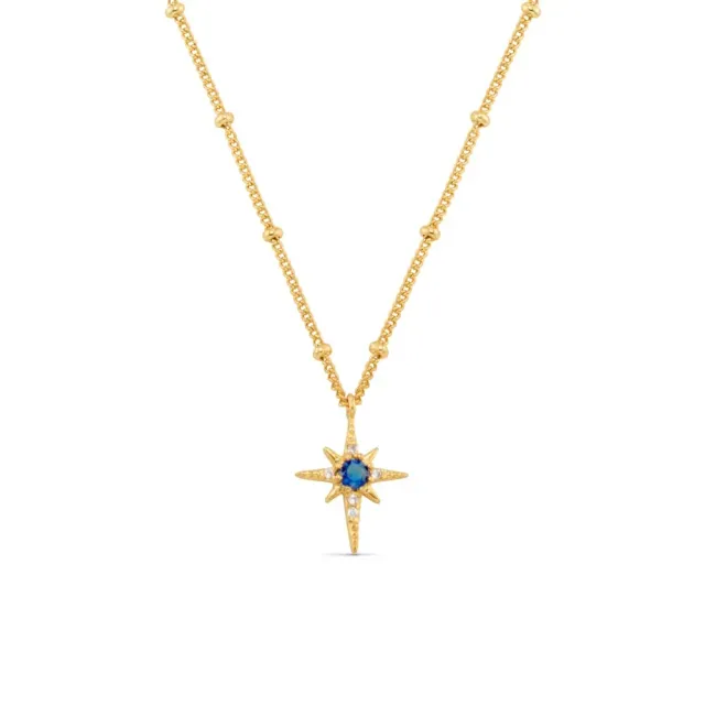 Orelia Blue Crystal Starburst halskæde forgyldt blå