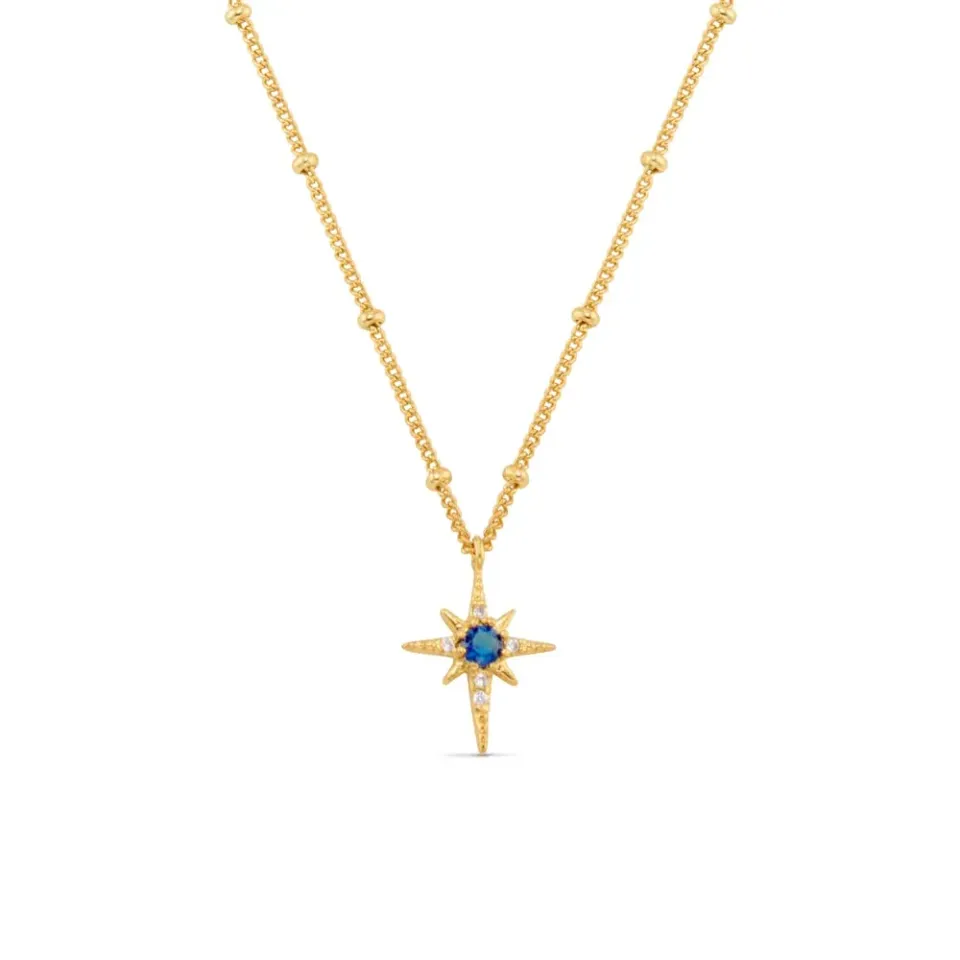 Orelia Blue Crystal Starburst halskæde forgyldt blå