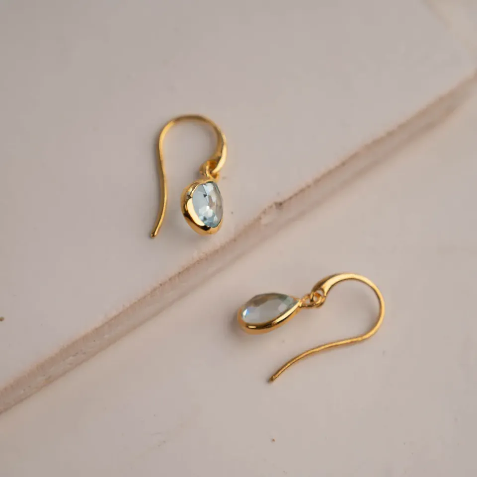 Sisi Copenhagen Lulu Blue Topaz øreringe forgyldt topas