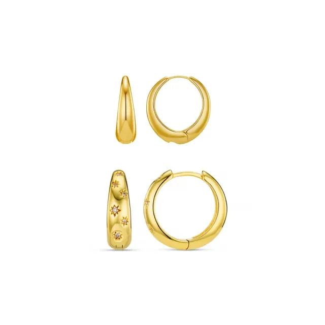 Orelia Tapered Crystal Starburst Hoop øreringe sæt guld